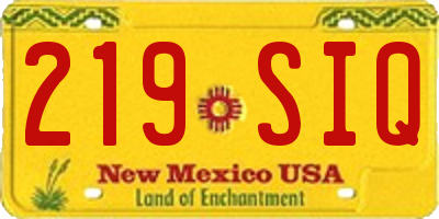 NM license plate 219SIQ