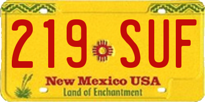 NM license plate 219SUF