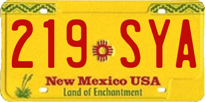 NM license plate 219SYA