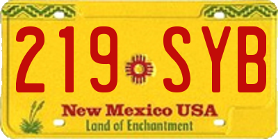 NM license plate 219SYB