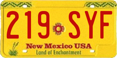 NM license plate 219SYF