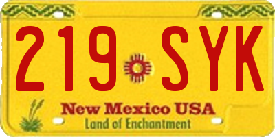 NM license plate 219SYK