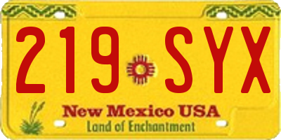 NM license plate 219SYX