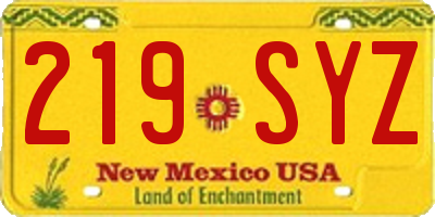 NM license plate 219SYZ