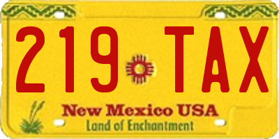 NM license plate 219TAX