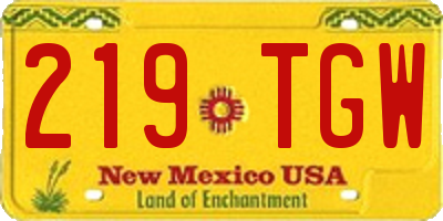 NM license plate 219TGW