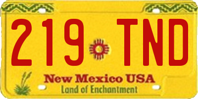 NM license plate 219TND