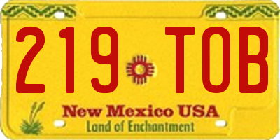 NM license plate 219TOB