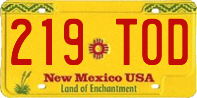 NM license plate 219TOD