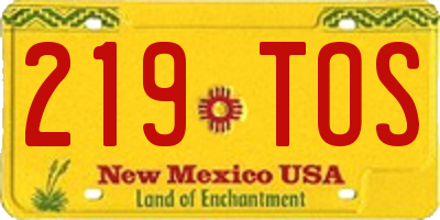 NM license plate 219TOS