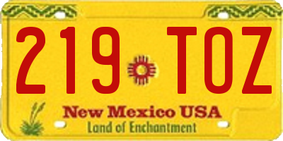 NM license plate 219TOZ