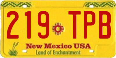 NM license plate 219TPB