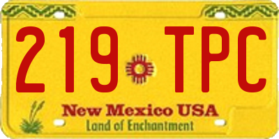 NM license plate 219TPC
