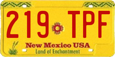 NM license plate 219TPF