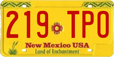 NM license plate 219TPO