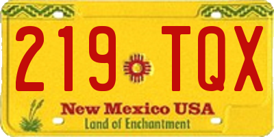 NM license plate 219TQX