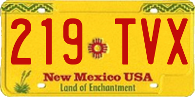 NM license plate 219TVX