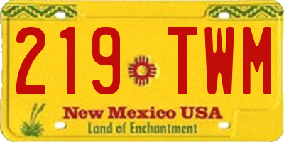 NM license plate 219TWM