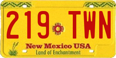 NM license plate 219TWN