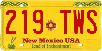 NM license plate 219TWS