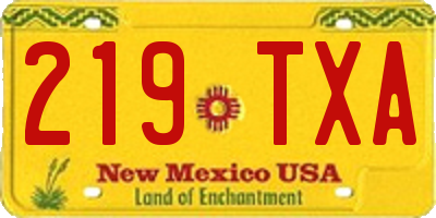 NM license plate 219TXA