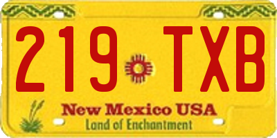 NM license plate 219TXB