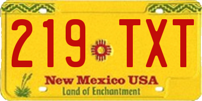 NM license plate 219TXT