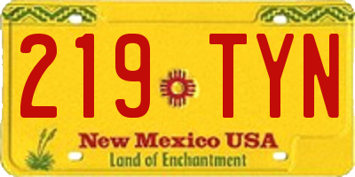 NM license plate 219TYN