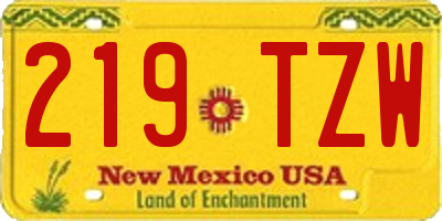 NM license plate 219TZW