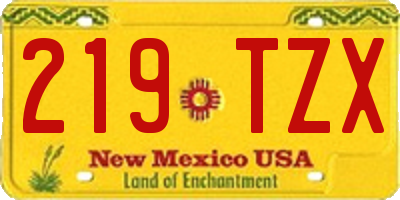 NM license plate 219TZX