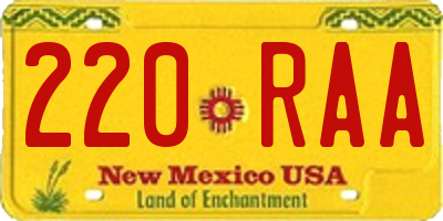 NM license plate 220RAA