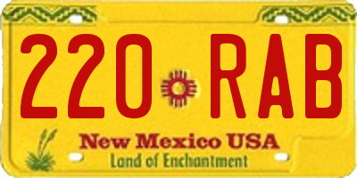 NM license plate 220RAB