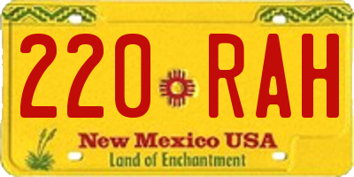 NM license plate 220RAH