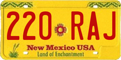 NM license plate 220RAJ