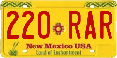 NM license plate 220RAR