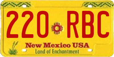 NM license plate 220RBC