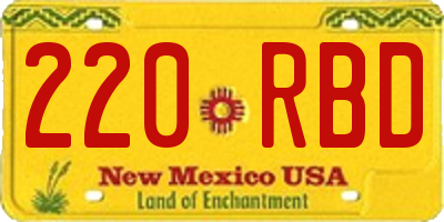 NM license plate 220RBD