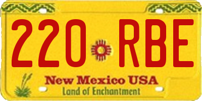 NM license plate 220RBE