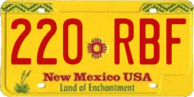 NM license plate 220RBF