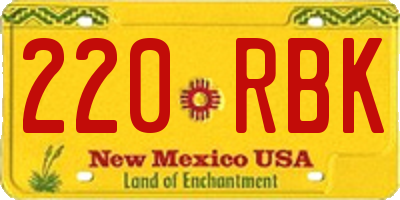 NM license plate 220RBK