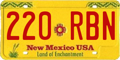 NM license plate 220RBN