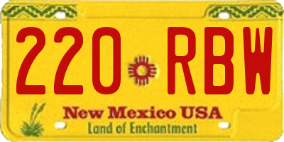 NM license plate 220RBW