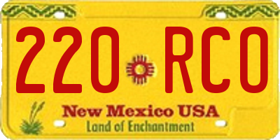 NM license plate 220RCO