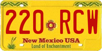 NM license plate 220RCW