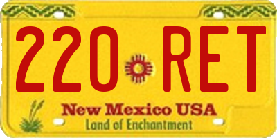 NM license plate 220RET