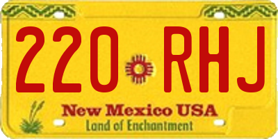 NM license plate 220RHJ