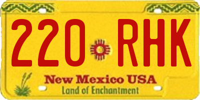 NM license plate 220RHK