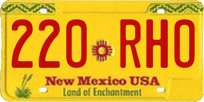 NM license plate 220RHO