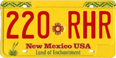 NM license plate 220RHR