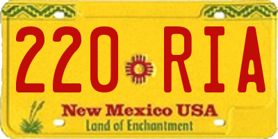 NM license plate 220RIA